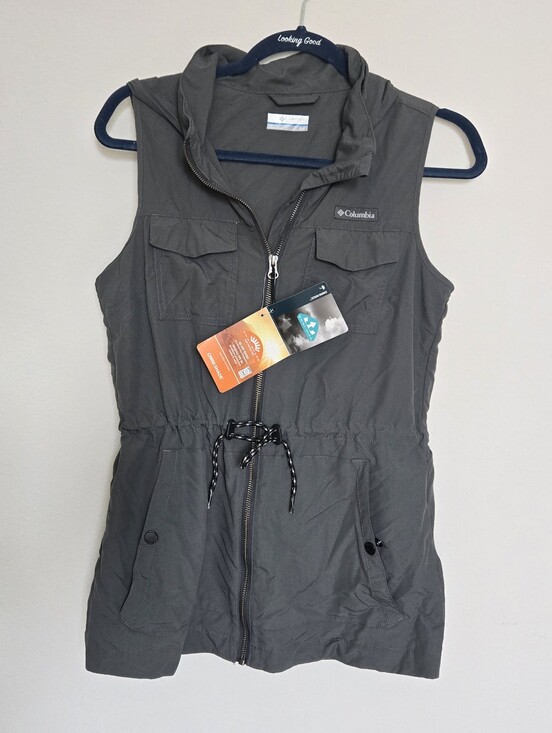 Columbia Jackets & Blazers - Columbia Gray Lightweight Hooded Utility Vest SPF 50